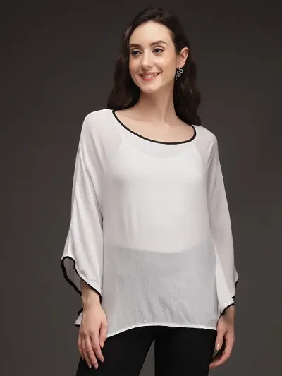 Classic Crepe Solid Tops for Women's