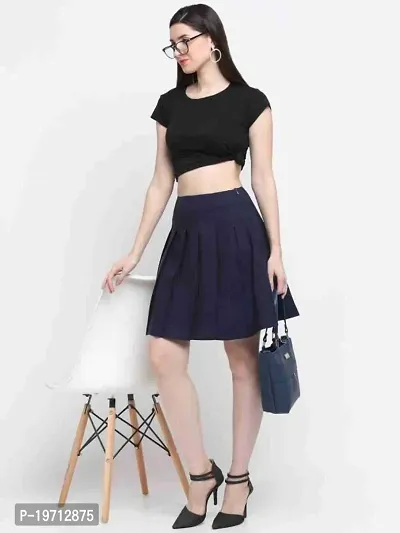 Classic Crepe Solid Skirt for Women-thumb0