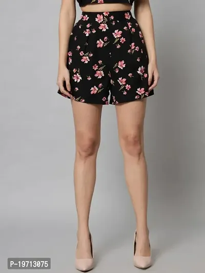 Classic Crepe Printed Shorts for Women