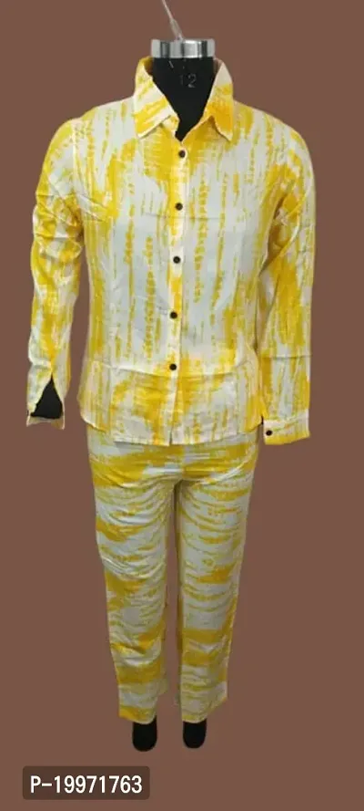 Stylish Yellow Cotton Printed Co-Ord Set For Women-thumb0