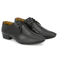 Stylish Premium Leather Black Derby Lace-Up Office Party Ethnic Wear Mens Formal Shoes-thumb1