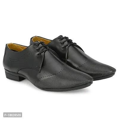 Stylish Premium Leather Black Derby Lace-Up Office Party Ethnic Wear Mens Formal Shoes-thumb2