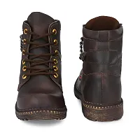 Stylish Leather Dark Brown Lace Ups High Ankle Length Mens Casual Boots-thumb4