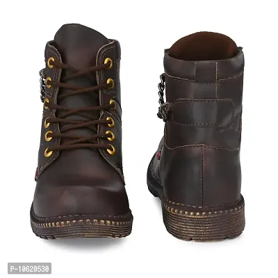Stylish Leather Dark Brown Lace Ups High Ankle Length Mens Casual Boots-thumb5
