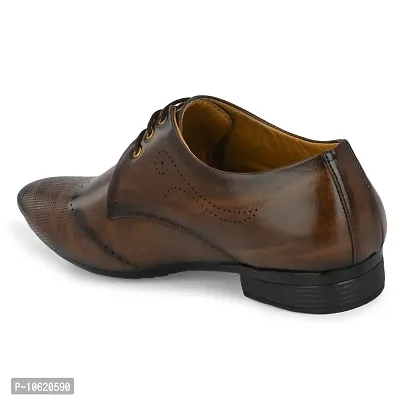 Stylish Premium Leather Brown Derby Lace-Up Office Party Ethnic Wear Mens Formal Shoes-thumb4