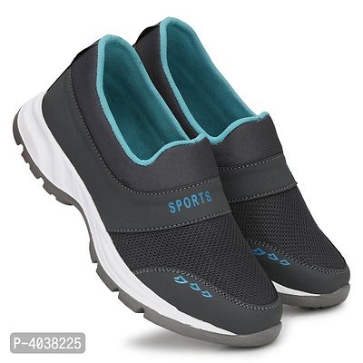 Dark Grey Canvas Mesh Casual Wear Slip On Walking Running Training Gym Football Sports Shoes-thumb0
