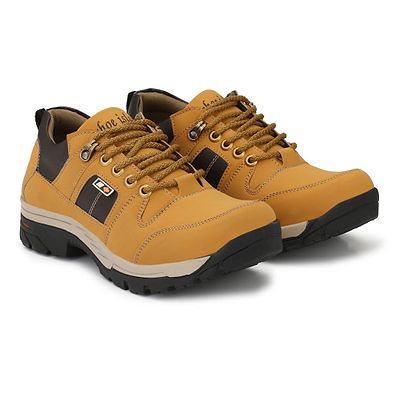 Men's Solid Beige Synthetic Leather Casual Boots