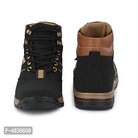 Black Synthetic Leather Flat Boots For Men-thumb2