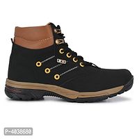 Black Synthetic Leather Flat Boots For Men-thumb1