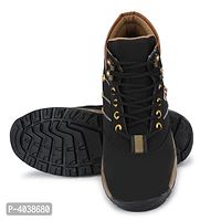 Black Synthetic Leather Flat Boots For Men-thumb3