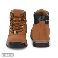 Tan Synthetic Leather Flat Boots For Men-thumb2