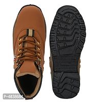 Tan Synthetic Leather Flat Boots For Men-thumb4