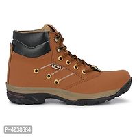 Tan Synthetic Leather Flat Boots For Men-thumb1