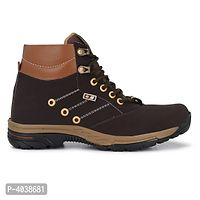 Women's Brown Synthetic Leather High Ankle-Length Tough Boots-thumb1