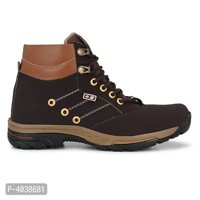 Women's Brown Synthetic Leather High Ankle-Length Tough Boots-thumb2