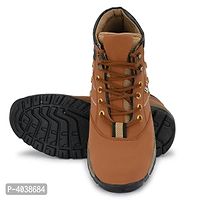 Tan Synthetic Leather Flat Boots For Men-thumb3
