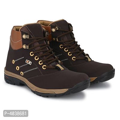 Women's Brown Synthetic Leather High Ankle-Length Tough Boots-thumb0