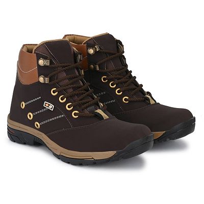 Women's Brown Synthetic Leather High Ankle-Length Tough Boots