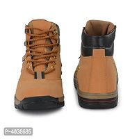 Men's Stylish Beige Tan Brown Leatherette High Ankle Length Long Boots-thumb2