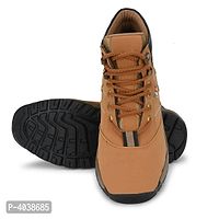 Men's Stylish Beige Tan Brown Leatherette High Ankle Length Long Boots-thumb4