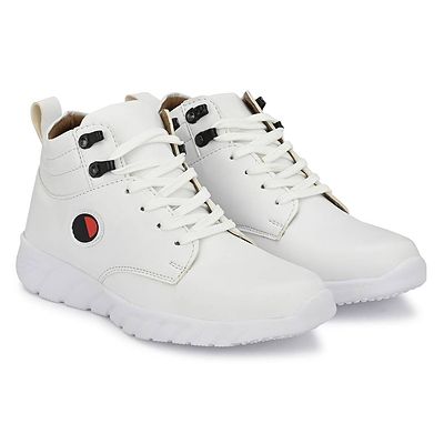 Stylish Fashionable White Leatherette Trendy Modern Daily Wear Lace Ups Running Casual Shoes Sneakers For Men