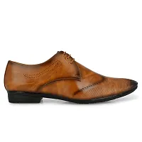 Stylish Premium Leather Tan Brown Derby Lace-Up Office Party Wear Mens Formal Shoes-thumb2