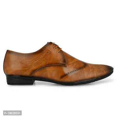 Stylish Premium Leather Tan Brown Derby Lace-Up Office Party Wear Mens Formal Shoes-thumb3