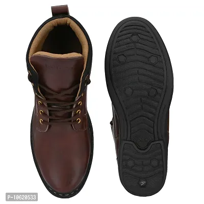 Stylish Leather Dark Brown Lace Ups High Ankle Length Mens Casual Boots-thumb5