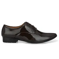 Stylish Patent Leather Brown Derby Lace-Up Office Party Ethnic Wear Mens Formal Shoes-thumb2