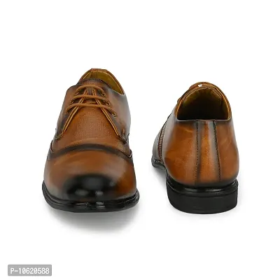 Stylish Premium Leather Tan Brown Derby Lace-Up Office Party Wear Mens Formal Shoes-thumb5