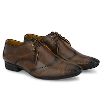 Stylish Premium Leather Brown Derby Lace-Up Office Party Ethnic Wear Mens Formal Shoes-thumb1