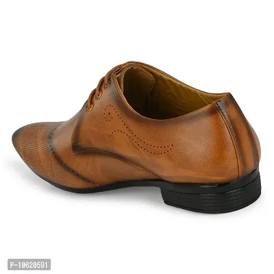 Stylish Premium Leather Tan Brown Derby Lace-Up Office Party Wear Mens Formal Shoes-thumb4