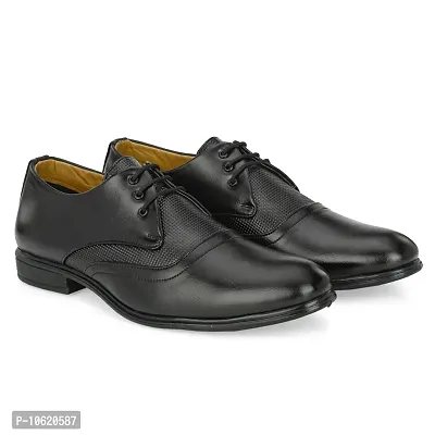 Stylish Premium Leather Black Derby Lace-Up Office Party Ethnic Wear Mens Formal Shoes-thumb2