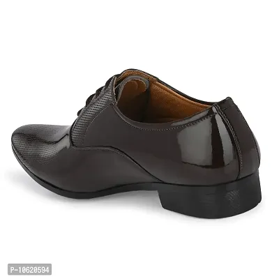 Stylish Patent Leather Brown Derby Lace-Up Office Party Ethnic Wear Mens Formal Shoes-thumb4