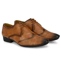 Stylish Premium Leather Tan Brown Derby Lace-Up Office Party Wear Mens Formal Shoes-thumb1
