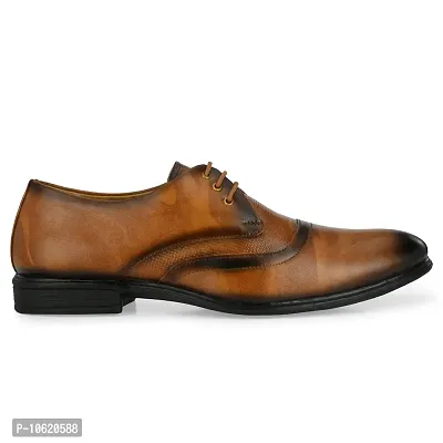 Stylish Premium Leather Tan Brown Derby Lace-Up Office Party Wear Mens Formal Shoes-thumb3