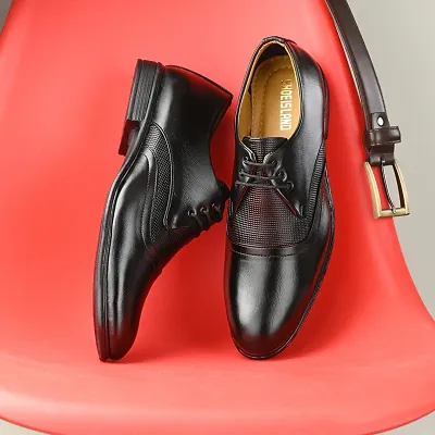 Stylish Premium Leather Black Derby Lace-Up Office Party Ethnic Wear Mens Formal Shoes
