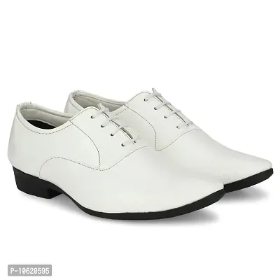 Stylish Patent Leather White Derby Lace-Up Office Party Ethnic Wear Mens Formal Shoes-thumb2