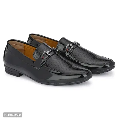Stylish Patent Leather Black Slip-On Office Party Ethnic Wear Mens Formal Shoes-thumb0