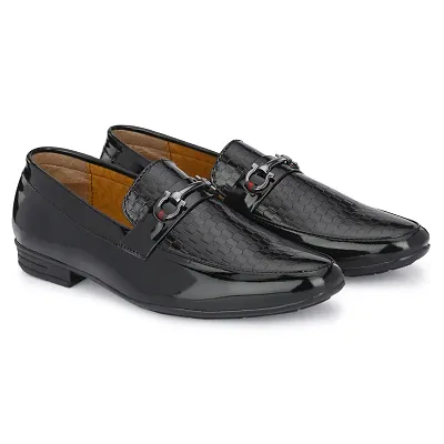 Stylish Patent Leather Black Slip-On Office Party Ethnic Wear Mens Formal Shoes