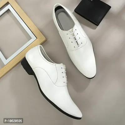 Stylish Patent Leather White Derby Lace-Up Office Party Ethnic Wear Mens Formal Shoes-thumb0