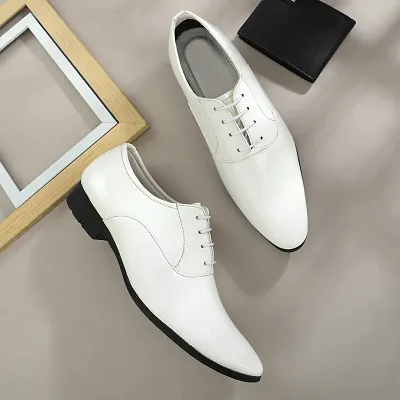 Stylish Patent Leather White Derby Lace-Up Office Party Ethnic Wear Mens Formal Shoes