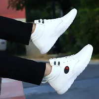 Stylish Fashionable White Leatherette Trendy Modern Daily Wear Lace Ups Running Casual Shoes Sneakers For Men-thumb4