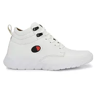Stylish Fashionable White Leatherette Trendy Modern Daily Wear Lace Ups Running Casual Shoes Sneakers For Men-thumb2