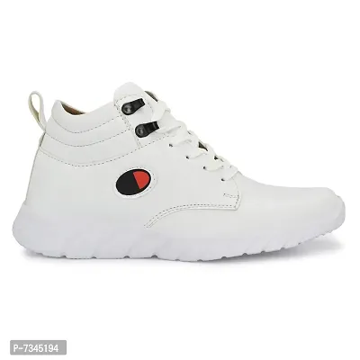 Stylish Fashionable White Leatherette Trendy Modern Daily Wear Lace Ups Running Casual Shoes Sneakers For Men-thumb3