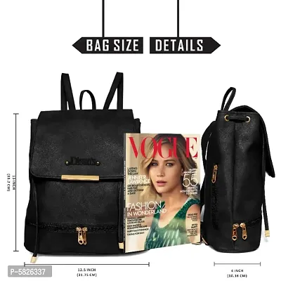 Disan's Cute Stylish Latest Backpack for Women, Girls, Female Student, School Bag for Girls (Black)-thumb2