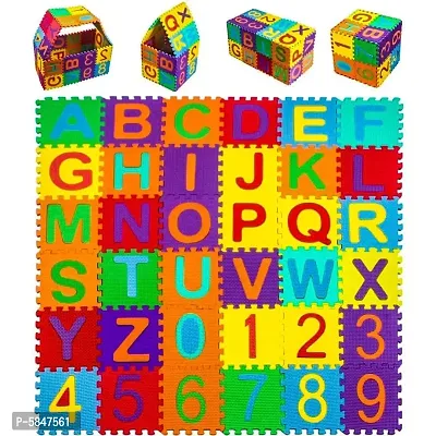 Di san's Mini Puzzle EVA Interlocking Mat Learning Playmat with ABCD Alphabets 0-9 Numbers Learn and Play Toys (36 Tiles) (Multicolor)-thumb4