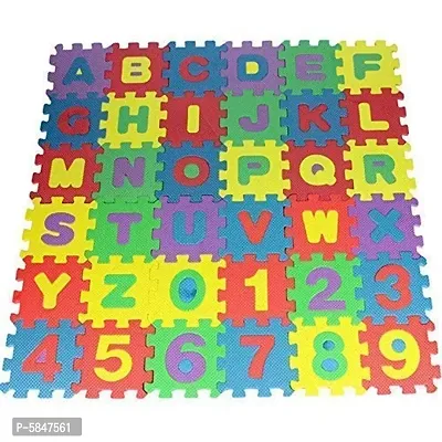 Di san's Mini Puzzle EVA Interlocking Mat Learning Playmat with ABCD Alphabets 0-9 Numbers Learn and Play Toys (36 Tiles) (Multicolor)-thumb5