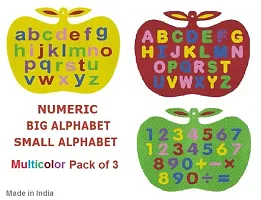 Di san's Apple Shape Learning Puzzle Board for Kids Eva Small Letters, Capital Alphabet, Numbers  (Multicolor) ( Pack of 3)-thumb2