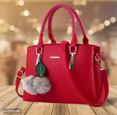 Stylish Red Leather Handbag For Women-thumb0
